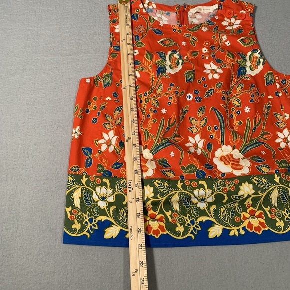 Tory Burch Dayton Samba Batik FlowerCotton Sleeveless Top Size 4 - Picture 3 of 10